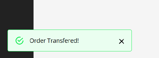 Successful transfer notification